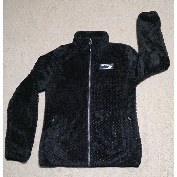 New Balance Jackets & Blazers - New Balance Fleece Jacket Womens Small S Black Sherpa Fuzzy Full Zip Running Top